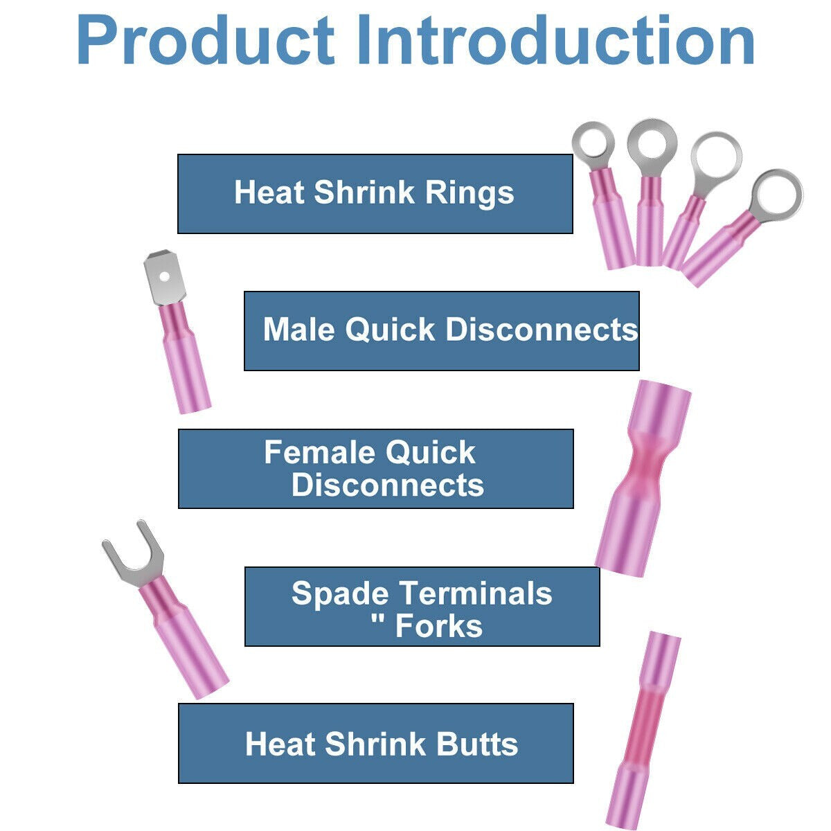 250X Heat Shrink Wire Connectors Electrical Ring Fork Spade Crimp Terminals Kit