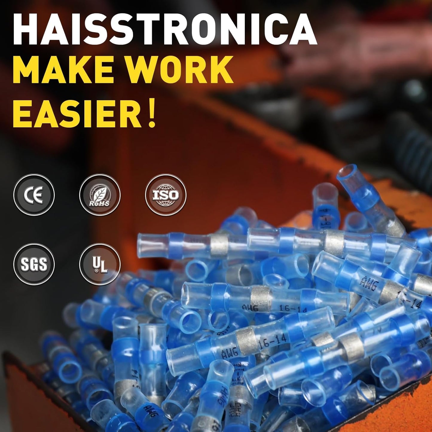 380PCS Solder Seal Wire Connectors- Waterproof Wire Connectors-Electrical Connectors-Heat Shrink Butt Connectors for Marine,Stereo(40Yellow 90White 130Red 120Blue) Solder Sleeve