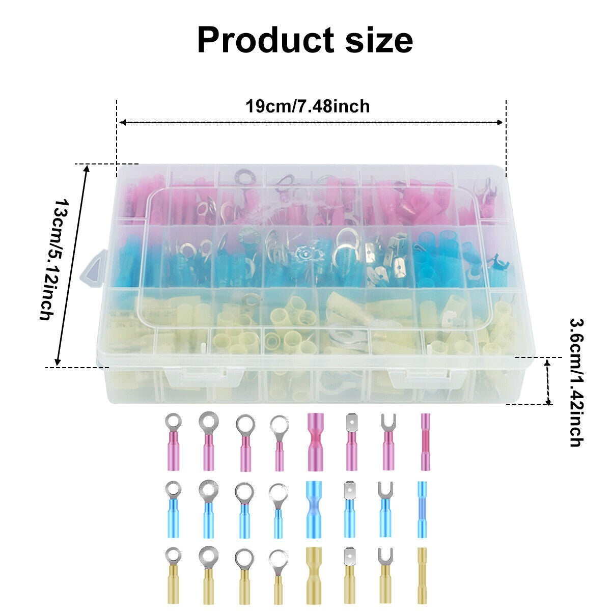250X Heat Shrink Wire Connectors Electrical Ring Fork Spade Crimp Terminals Kit