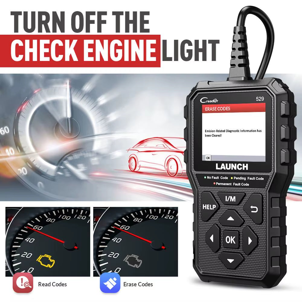 Creader 529 OBD2 Scanner Automotive Diagnostic Tool OBDII Code Reader Fault Code Read OBD Scan DIY Code Reader CR529