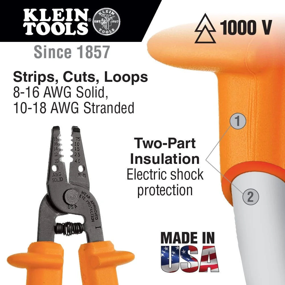 Insulated Wire Strippers, 6 In, 10-18 AWG, Orange - 1 EA (409-11045-INS)