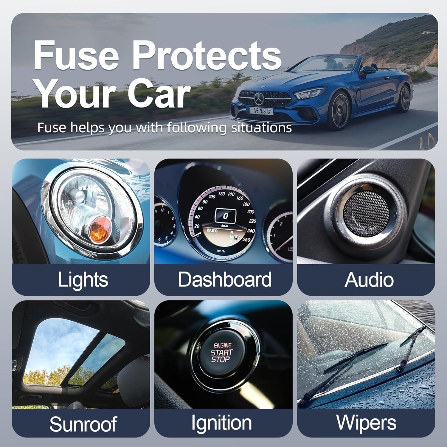 60Pcs Standard Car Fuse Kit -Replacement Fuses Assortment Kit for Car/Rv/Truck/Motorcycle(2Amp 3A 5A 7.5A 10A 15A 20A 25A 30A 35A 40A) - Standard Blade Fuses Automotive + Auto Fuse Puller