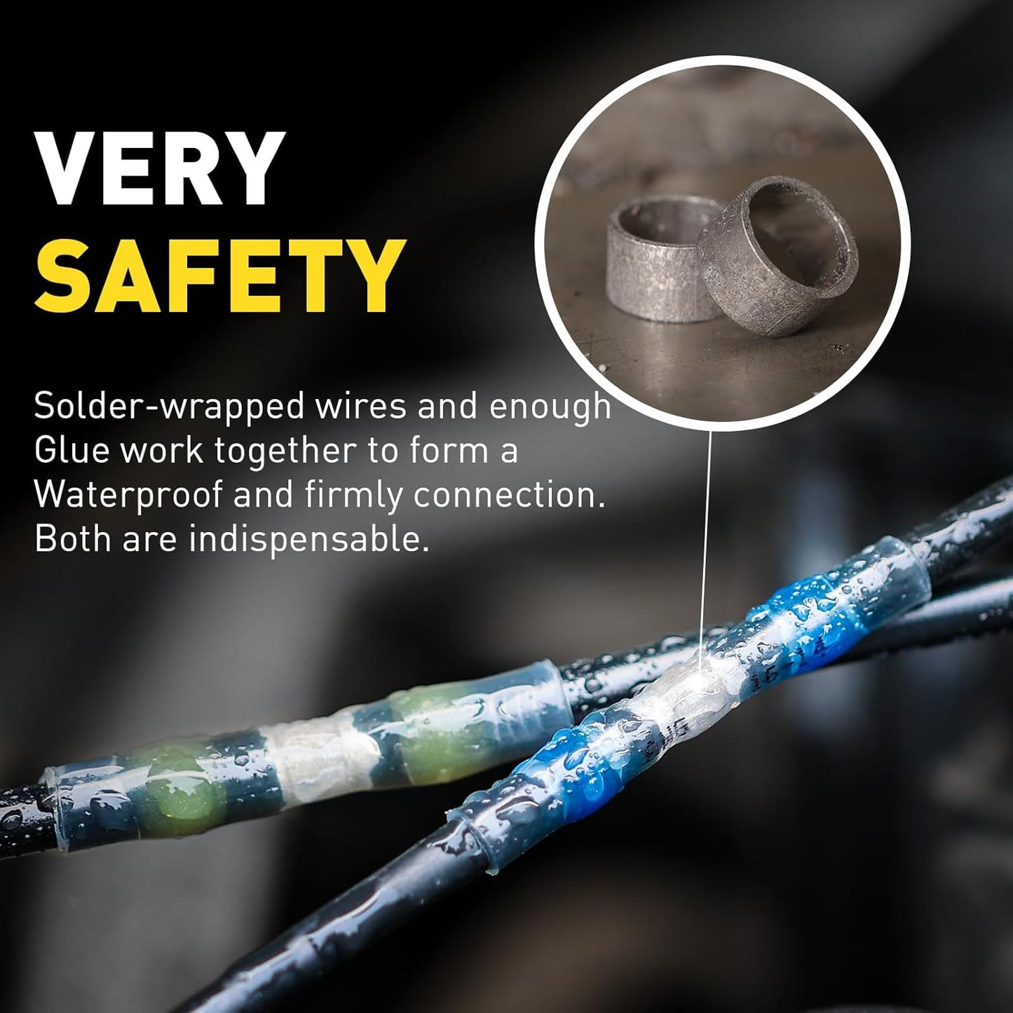 380PCS Solder Seal Wire Connectors- Waterproof Wire Connectors-Electrical Connectors-Heat Shrink Butt Connectors for Marine,Stereo(40Yellow 90White 130Red 120Blue) Solder Sleeve