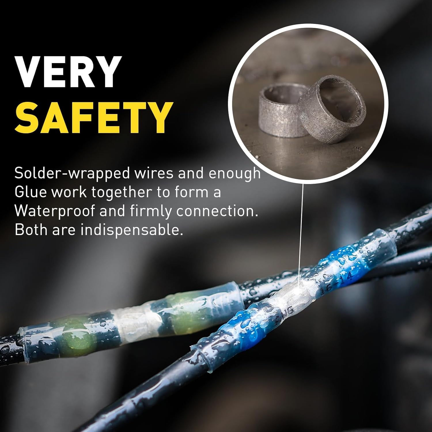 380PCS Solder Seal Wire Connectors- Waterproof Wire Connectors-Electrical Connectors-Heat Shrink Butt Connectors for Marine,Stereo(40Yellow 90White 130Red 120Blue) Solder Sleeve